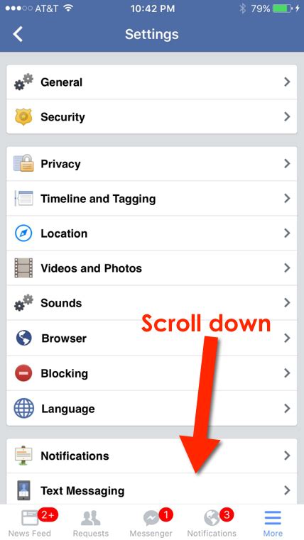 my facebook account settings.